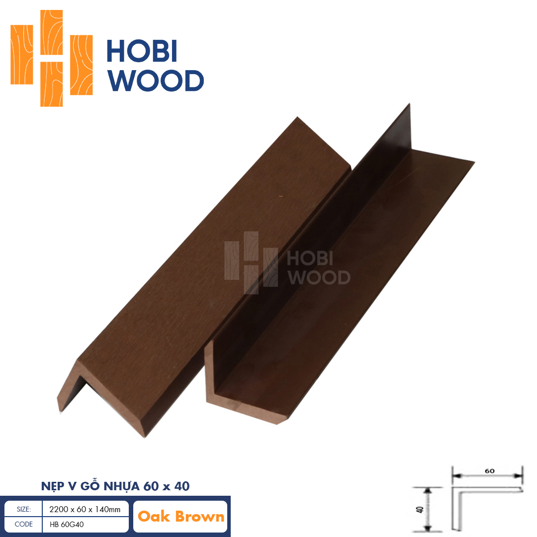 Nẹp V gỗ nhựa - HB 60G40 (Oak Browm)