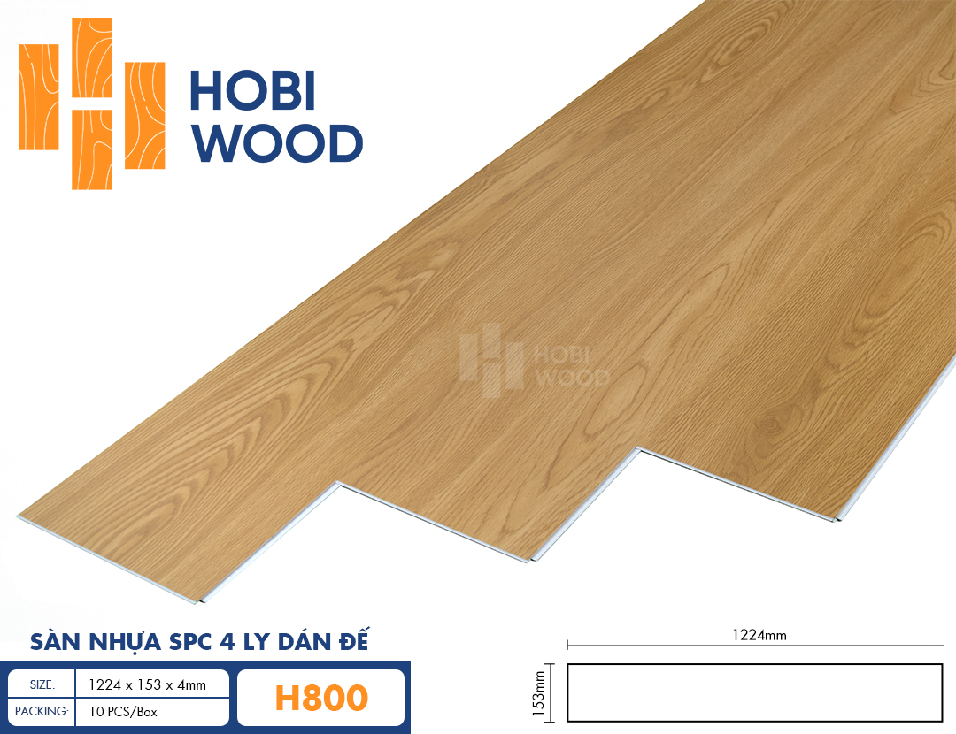 Sàn nhựa SPC 4 ly dán đế HobiWood - H800