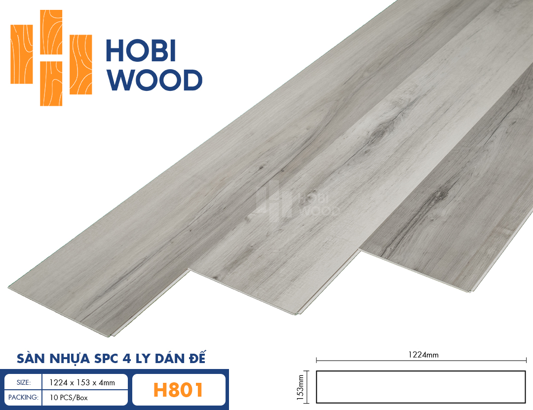 Sàn nhựa SPC 4 ly dán đế HobiWood - H801