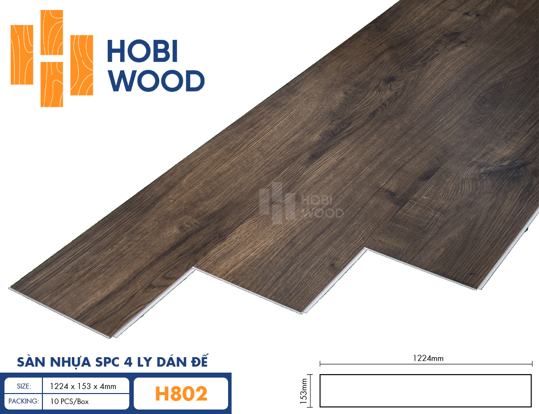 Sàn nhựa SPC 4 ly dán đế HobiWood - H802