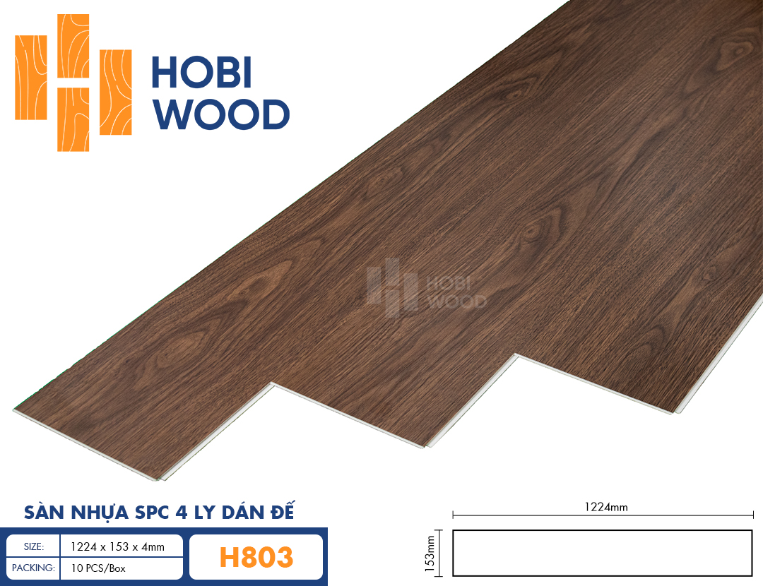 Sàn nhựa SPC 4 ly dán đế HobiWood - H803