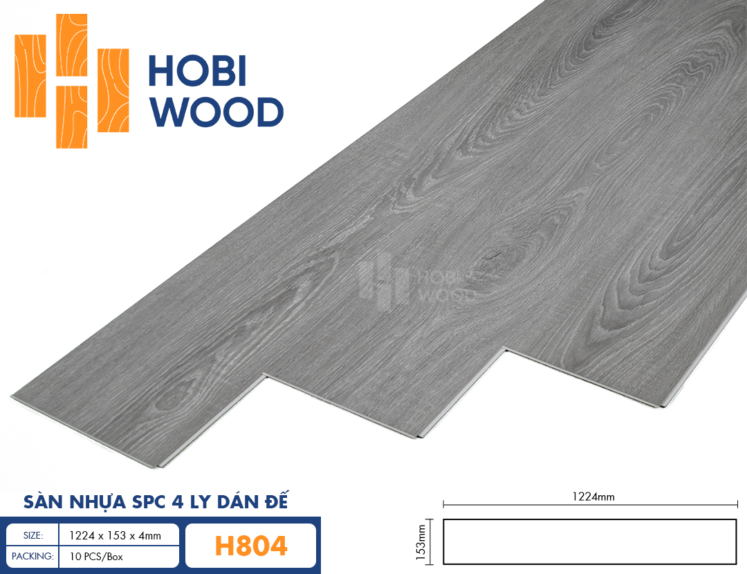 Sàn nhựa SPC 4 ly dán đế HobiWood - H804