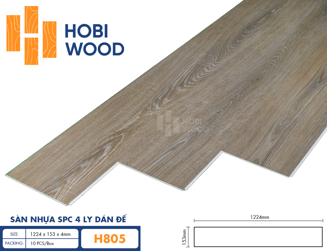 Sàn nhựa SPC 4 ly dán đế HobiWood - H805