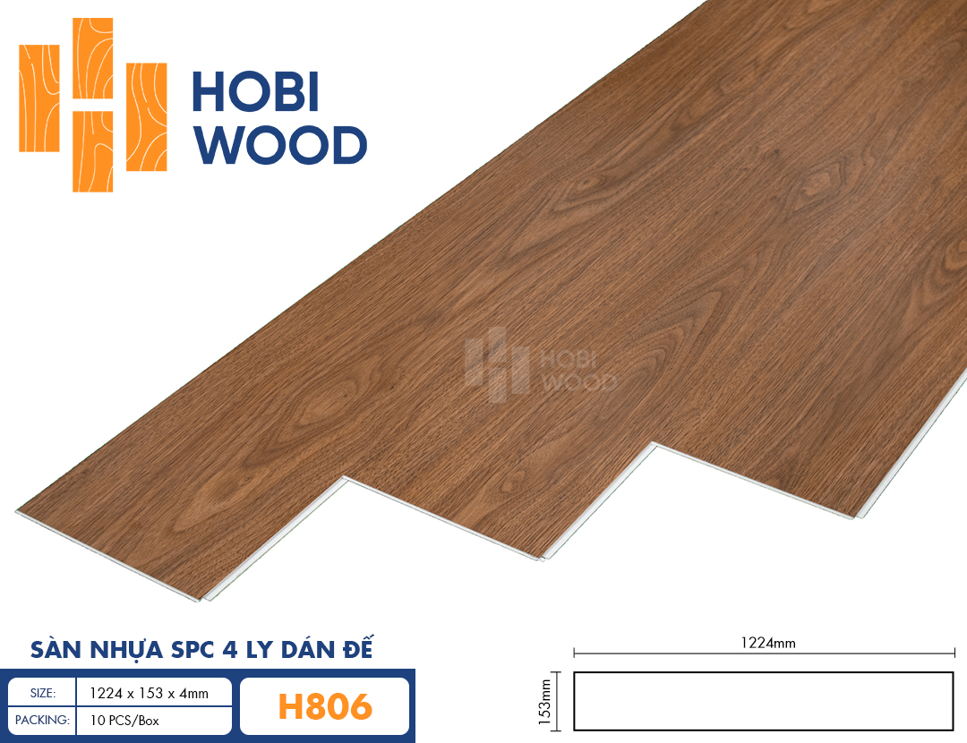 Sàn nhựa SPC 4 ly dán đế HobiWood - H806