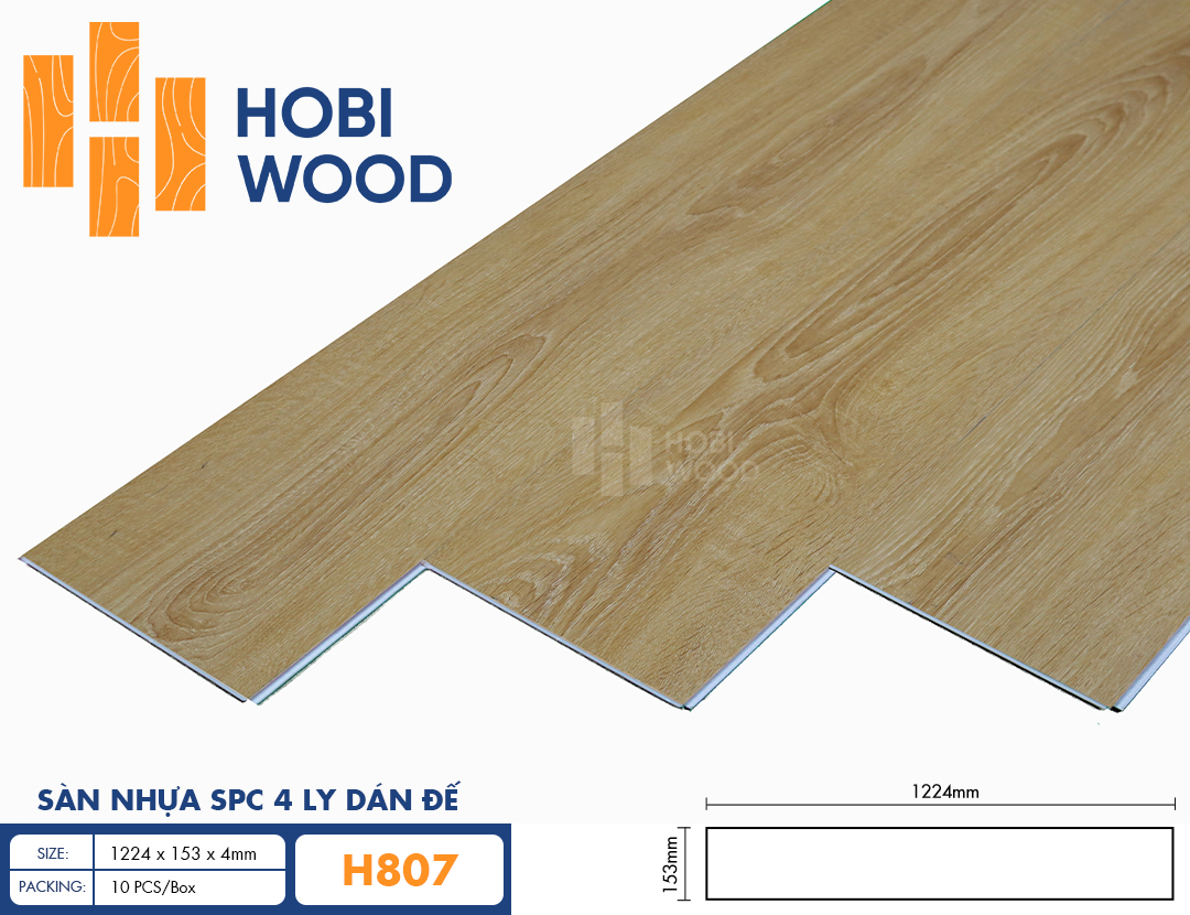 Sàn nhựa SPC 4 ly dán đế HobiWood - H807