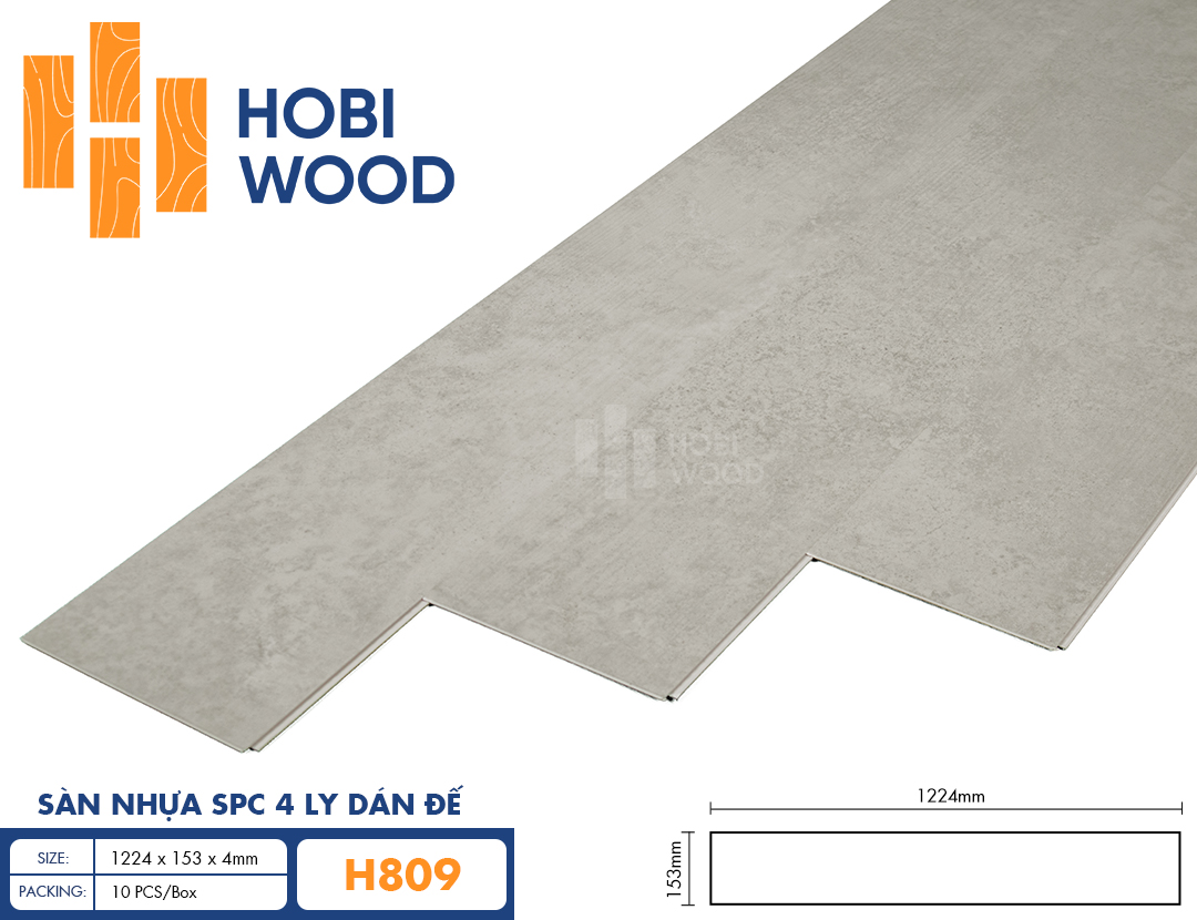 Sàn nhựa SPC 4 ly dán đế HobiWood - H809