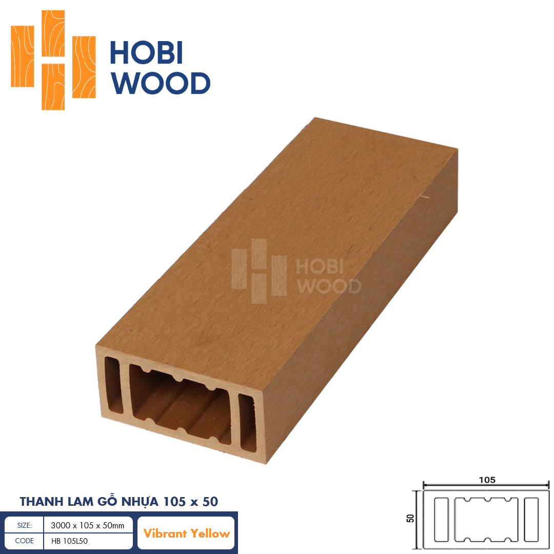 Thanh lam gỗ nhựa HobiWood HB 150L50 (Vibrant Yellow)