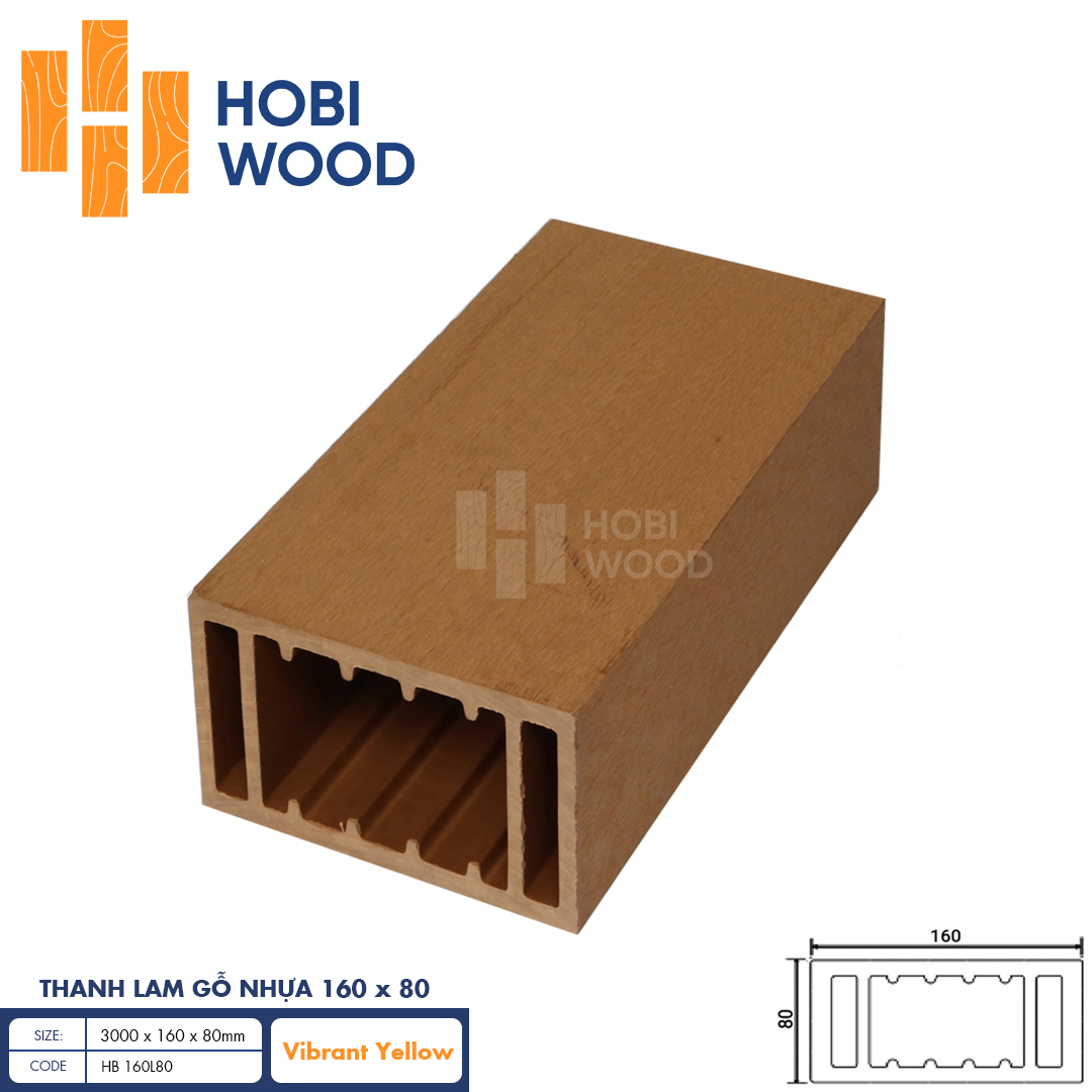 Thanh lam gỗ nhựa HobiWood HB 160L80 (Vibrant Yellow)