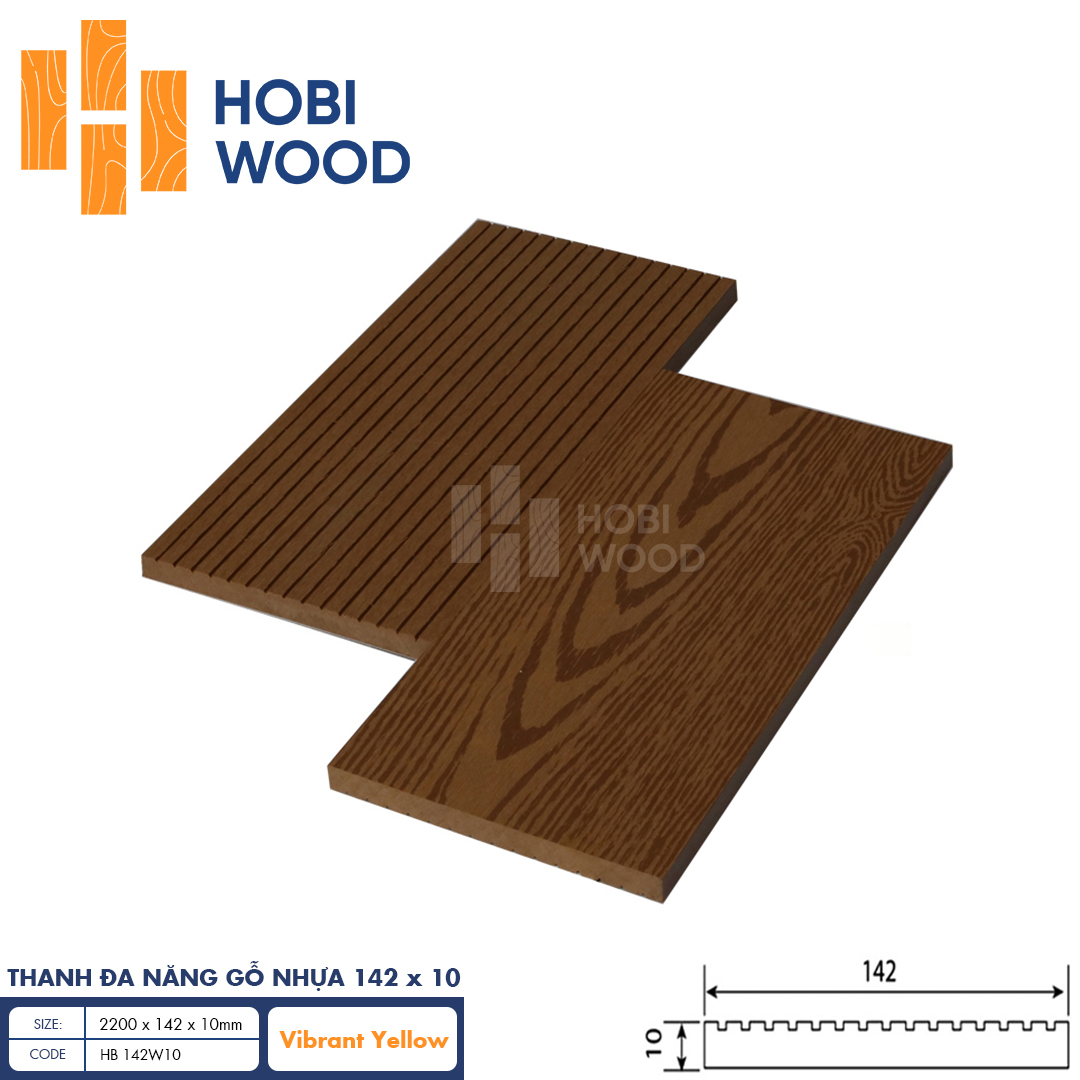 Thanh đa năng gỗ nhựa HobiWood HB 142W10 (Vibrant Yellow)